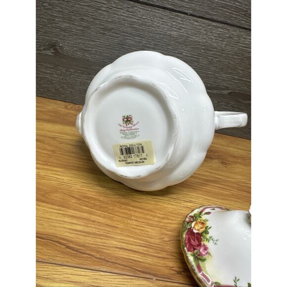 Royal Albert Ruby Celebration Ribbon Collection Christmas Teapot 7” - Picture 13 of 13